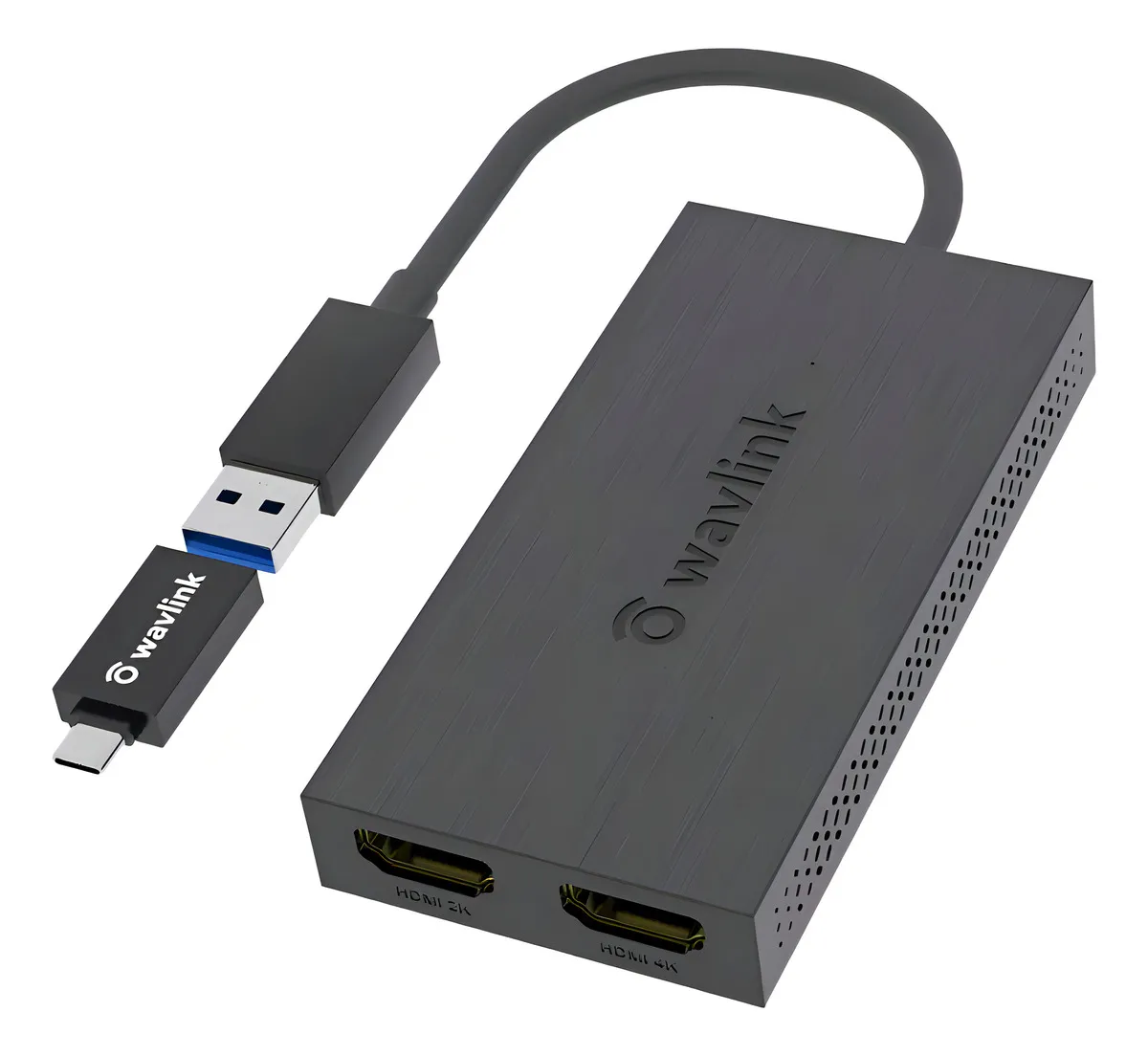 Adaptador Wavlink USB-A USB-C para 2 HDMI 4K Full HD