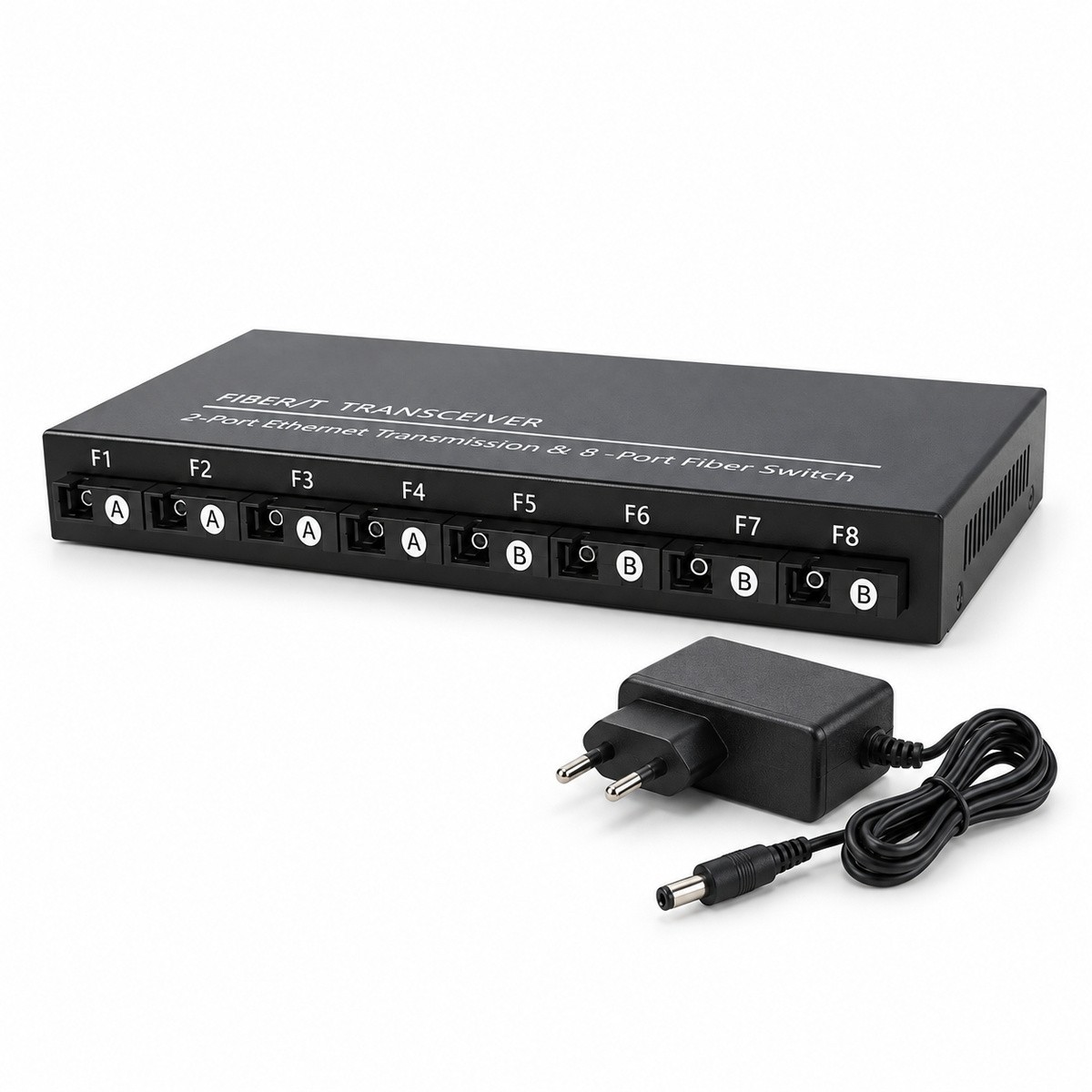 Switch Gigabit 8 Portas Fibra SC A/B e 2 RJ45 com Fonte 12V 3A