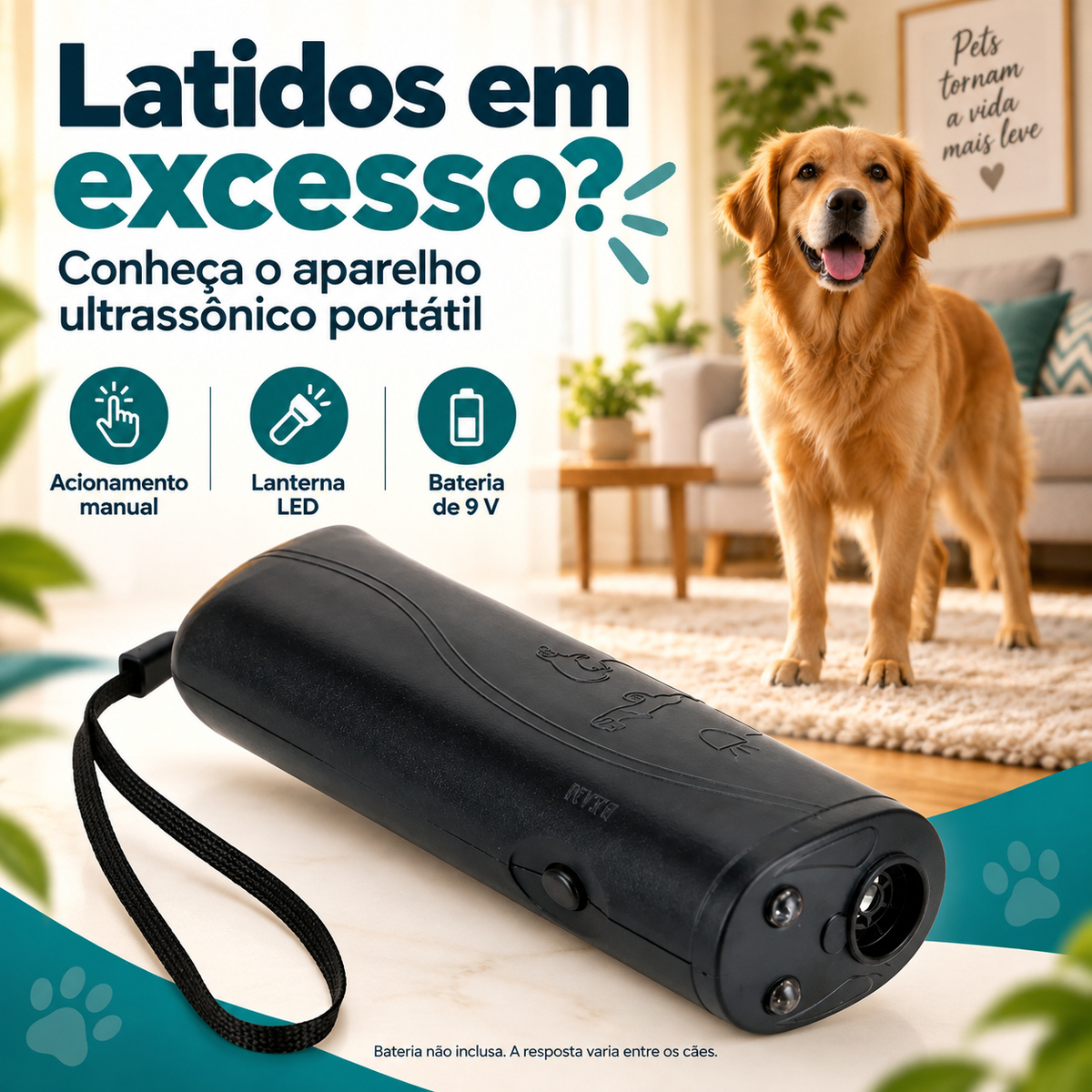 Aparelho Anti-latido Ultrassónico Apito Adestramento Cães