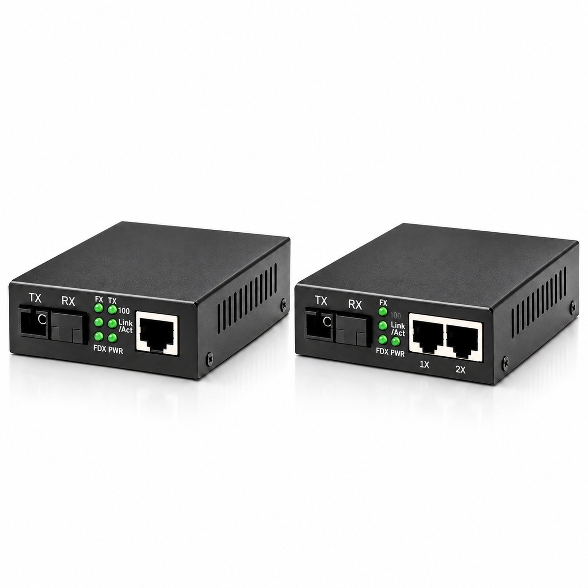 Par Conversor de Mídia Gigabit Fibra A/B 1 e 2 RJ45 Metálico