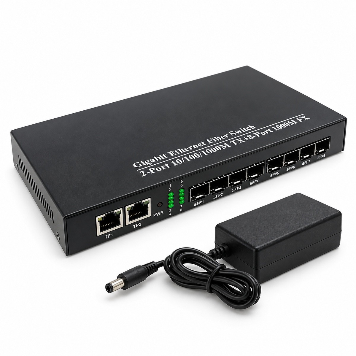 Switch Gigabit 8 Portas SFP e 2 RJ45 Metálico com Fonte
