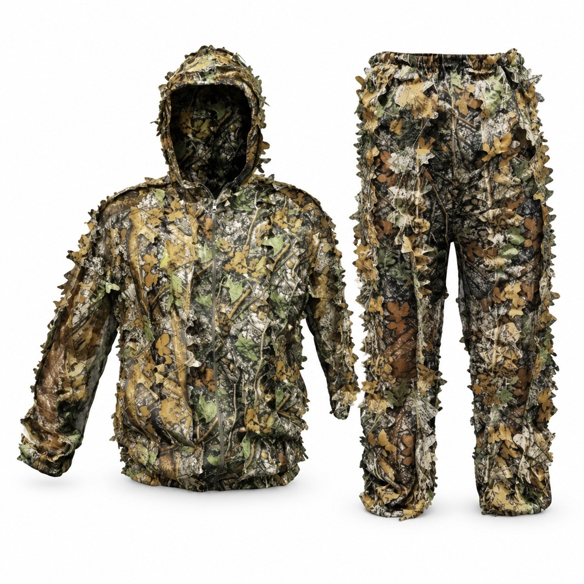 Conjunto Camuflado 3D Calça e Camisa com Capuz Tamanho GG